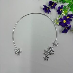Vintage Y2K Silver Star Open Collar Necklace